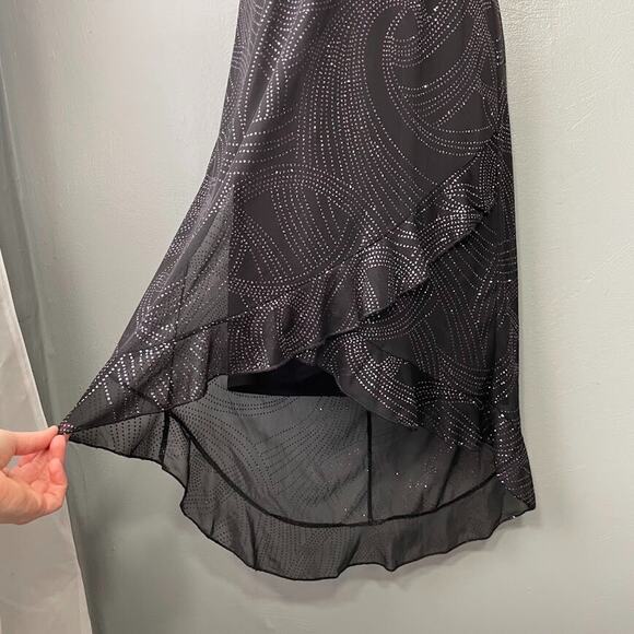 A Byer Size Medium Sleeveless Black Glitter Babydoll Halter Dress Whimsigoth Y2K - Picture 4 of 11